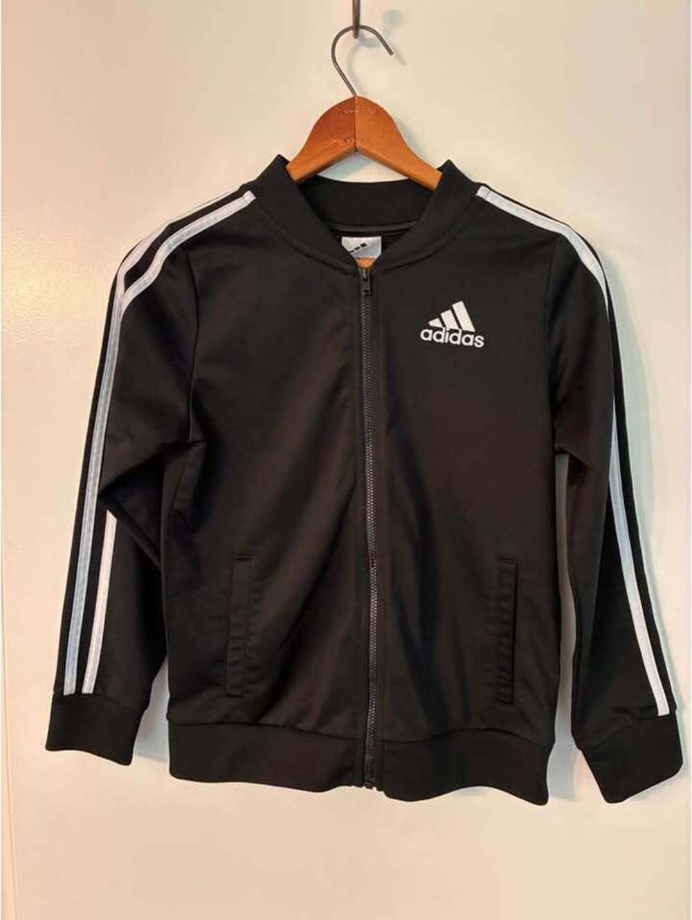 Adidas Youth Medium Black 3-Stripes Track Jacket